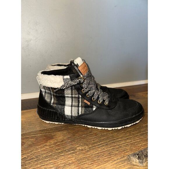 KEDS Women’s Black Plaid Lace Up Twill Scout Boots Size 10 - Picture 1 of 13